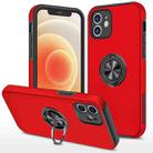 For iPhone 12 mini Magnetic Ring Kickstand Shockproof Phone Case (Red) - 1