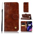 For OnePlus 6T Retro Copper Buckle Crazy Horse Horizontal Flip PU Leather Case with Holder & Card Slots & Wallet & Lanyard(Brown) - 1