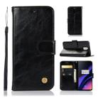 For OnePlus 6T Retro Copper Buckle Crazy Horse Horizontal Flip PU Leather Case with Holder & Card Slots & Wallet & Lanyard(Black) - 1