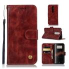 For OnePlus 7 Retro Copper Buckle Crazy Horse Horizontal Flip PU Leather Case with Holder & Card Slots & Wallet & Lanyard(Wine red) - 1