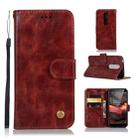 For Nokia 5.1 Retro Copper Buckle Crazy Horse Horizontal Flip PU Leather Case with Holder & Card Slots & Wallet & Lanyard(Wine red) - 1