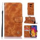 For LG V40 ThinQ Retro Copper Buckle Crazy Horse Horizontal Flip PU Leather Case with Holder & Card Slots & Wallet & Lanyard(Gold yellow) - 1