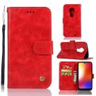 For Motorola Moto G7 Retro Copper Buckle Crazy Horse Horizontal Flip PU Leather Case with Holder & Card Slots & Wallet & Lanyard(Red) - 1