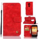 For Motorola Moto E5 Play Go Retro Copper Buckle Crazy Horse Horizontal Flip PU Leather Case with Holder & Card Slots & Wallet & Lanyard(Red) - 1