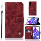 For Huawei Honor 9X / 9X Pro Retro Copper Buckle Crazy Horse Horizontal Flip PU Leather Case with Holder & Card Slots & Wallet & Lanyard(Wine red) - 1