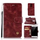 For Nokia 8 Sirocco Retro Copper Buckle Crazy Horse Horizontal Flip PU Leather Case with Holder & Card Slots & Wallet & Lanyard(Wine red) - 1