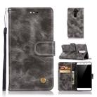 For Nokia 8 Sirocco Retro Copper Buckle Crazy Horse Horizontal Flip PU Leather Case with Holder & Card Slots & Wallet & Lanyard(Gray) - 1
