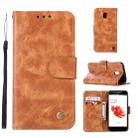 For Nokia 2 Retro Copper Buckle Crazy Horse Horizontal Flip PU Leather Case with Holder & Card Slots & Wallet & Lanyard(Gold yellow) - 1