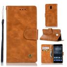 For Nokia 3 Retro Copper Buckle Crazy Horse Horizontal Flip PU Leather Case with Holder & Card Slots & Wallet & Lanyard(Gold yellow) - 1