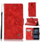 For Nokia 3 Retro Copper Buckle Crazy Horse Horizontal Flip PU Leather Case with Holder & Card Slots & Wallet & Lanyard(Red) - 1