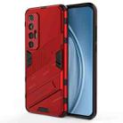 For Xiaomi Mi 10S Punk Armor 2 in 1 PC + TPU Shockproof Case with Invisible Holder(Red) - 1