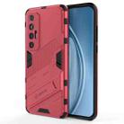 For Xiaomi Mi 10S Punk Armor 2 in 1 PC + TPU Shockproof Case with Invisible Holder(Light Red) - 1