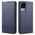 For vivo S9 AZNS Magnetic Calf Texture Horizontal Flip Leather Case with Card Slots & Holder & Wallet(Dark Blue) - 1