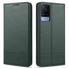 For vivo S9 AZNS Magnetic Calf Texture Horizontal Flip Leather Case with Card Slots & Holder & Wallet(Dark Green) - 1