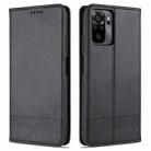 For Xiaomi Redmi Note 10 AZNS Magnetic Calf Texture Horizontal Flip Leather Case with Card Slots & Holder & Wallet(Black) - 1