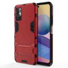 For Xiaomi Redmi Note 10 5G Shockproof PC + TPU Protective Case with Hidden Holder(Red) - 1