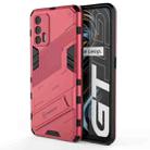 For OPPO Realme GT 5G Punk Armor 2 in 1 PC + TPU Shockproof Case with Invisible Holder(Light Red) - 1