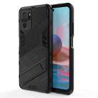 For Xiaomi Redmi Note 10 Punk Armor 2 in 1 PC + TPU Shockproof Case with Invisible Holder(Black) - 1