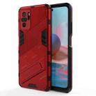 For Xiaomi Redmi Note 10 Punk Armor 2 in 1 PC + TPU Shockproof Case with Invisible Holder(Red) - 1