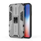 For iPhone XR Supersonic PC + TPU Shock-proof Protective Case with Holder(Gray) - 1