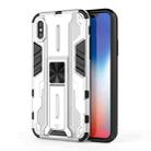 For iPhone XR Supersonic PC + TPU Shock-proof Protective Case with Holder(Silver) - 1