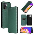 For OPPO A94 4G / F19 Pro / Reno5 F Carbon Fiber Texture Horizontal Flip TPU + PC + PU Leather Case with Card Slot(Green) - 1