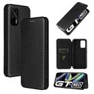 For OPPO Realme GT 5G Carbon Fiber Texture Horizontal Flip TPU + PC + PU Leather Case with Card Slot(Black) - 1