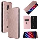 For ZTE nubia Red Magic 6 / 6 Pro Carbon Fiber Texture Horizontal Flip TPU + PC + PU Leather Case with Card Slot(Pink) - 1