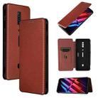 For ZTE nubia Red Magic 6 / 6 Pro Carbon Fiber Texture Horizontal Flip TPU + PC + PU Leather Case with Card Slot(Brown) - 1