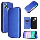 For Oukitel C22 Carbon Fiber Texture Horizontal Flip TPU + PC + PU Leather Case with Card Slot(Blue) - 1