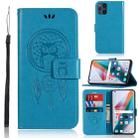 For OPPO Find X3 Wind Chime Owl Embossing Pattern Horizontal Flip Leather Case, with Holder & Card Slots & Wallet(Blue) - 1