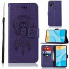 For OPPO A15 Wind Chime Owl Embossing Pattern Horizontal Flip Leather Case, with Holder & Card Slots & Wallet(Purple) - 1