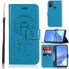 For OPPO A53 (2020) Wind Chime Owl Embossing Pattern Horizontal Flip Leather Case, with Holder & Card Slots & Wallet(Blue) - 1