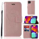 For Samsung Galaxy M62 Wind Chime Owl Embossing Pattern Horizontal Flip Leather Case with Holder & Card Slots & Wallet(Rose Gold) - 1