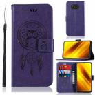 For Xiaomi Poco X3 NFC Wind Chime Owl Embossing Pattern Horizontal Flip Leather Case with Holder & Card Slots & Wallet(Purple) - 1