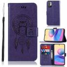 For Xiaomi Redmi Note 10 5G Wind Chime Owl Embossing Pattern Horizontal Flip Leather Case with Holder & Card Slots & Wallet(Purple) - 1