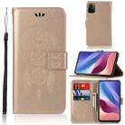 For Xiaomi Redmi K40 Wind Chime Owl Embossing Pattern Horizontal Flip Leather Case with Holder & Card Slots & Wallet(Gold) - 1