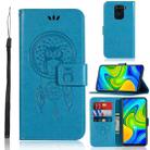 For Xiaomi Redmi Note 9 Wind Chime Owl Embossing Pattern Horizontal Flip Leather Case with Holder & Card Slots & Wallet(Blue) - 1