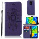 For Xiaomi Redmi Note 9 Wind Chime Owl Embossing Pattern Horizontal Flip Leather Case with Holder & Card Slots & Wallet(Purple) - 1