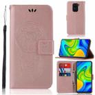 For Xiaomi Redmi Note 9 Wind Chime Owl Embossing Pattern Horizontal Flip Leather Case with Holder & Card Slots & Wallet(Rose Gold) - 1