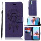 For Xiaomi Redmi Note 10 4G Wind Chime Owl Embossing Pattern Horizontal Flip Leather Case with Holder & Card Slots & Wallet(Purple) - 1