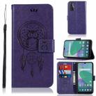 For vivo Y70s Wind Chime Owl Embossing Pattern Horizontal Flip Leather Case with Holder & Card Slots & Wallet(Purple) - 1