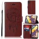 For LG K22 Wind Chime Owl Embossing Pattern Horizontal Flip Leather Case with Holder & Card Slots & Wallet(Brown) - 1