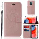 For Motorola Moto G Play (2021) Wind Chime Owl Embossing Pattern Horizontal Flip Leather Case with Holder & Card Slots & Wallet(Rose Gold) - 1