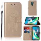 For Motorola Moto G9 Play Wind Chime Owl Embossing Pattern Horizontal Flip Leather Case with Holder & Card Slots & Wallet(Gold) - 1