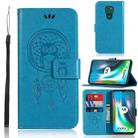 For Motorola Moto G9 Play Wind Chime Owl Embossing Pattern Horizontal Flip Leather Case with Holder & Card Slots & Wallet(Blue) - 1