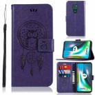 For Motorola Moto G9 Play Wind Chime Owl Embossing Pattern Horizontal Flip Leather Case with Holder & Card Slots & Wallet(Purple) - 1