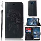 For Nokia 8.3 Wind Chime Owl Embossing Pattern Horizontal Flip Leather Case with Holder & Card Slots & Wallet(Black) - 1