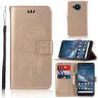 For Nokia 8.3 Wind Chime Owl Embossing Pattern Horizontal Flip Leather Case with Holder & Card Slots & Wallet(Gold) - 1