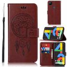 For Google Pixel 4a 4G Wind Chime Owl Embossing Pattern Horizontal Flip Leather Case with Holder & Card Slots & Wallet(Brown) - 1